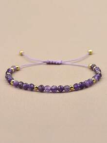 YAUKIA 4mm Boho Natural Stone Anxiety Bracelet , Amethyst & Tiger'S Eye Beads Bangles Jewelry Money Gifts , Brings Luck In Business Situations - Multicolor - View 6