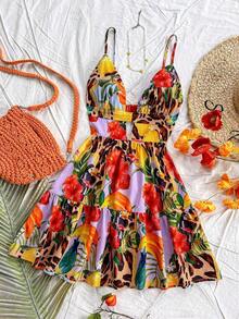 Vestido corto con estampado de limones coloridos para mujeres en vacaciones de primavera, outfit de San Valentín, atuendos de verano, vestido de cumpleaños - Multicolor 6 - Ver 5