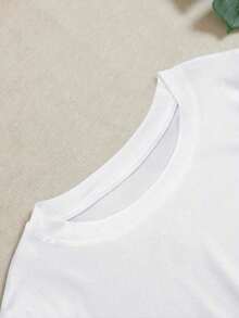 1 Piece Fashionable Casual T-Shirt For Men And Women, With Funny Heart Print For Valentine's Day. Versatile, Easy To Match, Suitable For Daily Wear, Street Style, Vacation Wear, Weekend Wear. - 白色 2 - 查看 4