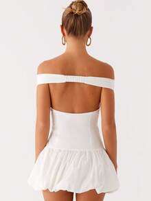 Women Bodycon Dresses Summer Off Shoulder Dress for Party Vacation - Blanco - Ver 2