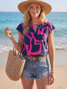 Camisas de mujer de moda simple, casual, diaria, para vacaciones y atuendo de playa - Multicolor - Ver 1