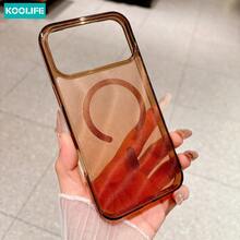 Koolife 1件琥珀棕水波紋磁吸手機殼，PC+TPU亮面防震保護殼，兼容MagSafe，適用於 18 Pro/18 Pro Max/17/17 Pro/17 Pro Max - 透咖 - 查看 3