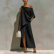 Summer Outfits For Women, Off Shoulder Top Matched Midi Skirt Linen Cotton Two Piece Set, Casual - 白色 - 查看 4