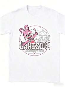 Fashion Printed T-Shirts For Women, Oversized Streetwear Tops, Comfortable And Stylish All-Match Summer Tees. Lightweight And Fashionable T-Shirts For Men And Women, High-Quality Clothing With Round Neck And Short Sleeves, With Lakeside Park Silent Hill 01336 Print, Cotton, Well-Fitting. - 白色 - 查看 5