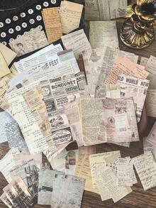 100 lembar/paket Kertas Dekoratif Bergambar Koran Vintage dengan Latar Belakang Huruf Inggris - BQ961-Koran pagi pagi - View 5