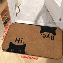 1pc Black Cat Welcome Mat, Small Rug, Doormat, Carpet, Floor Mat, Outdoor Doormat, Kitchen Rug, Home Decor, Front Door Mat, Area Small Rug, Outdoor Mat, Home Decor, Area Rug, Garden Carpet, Washable Rug - Multicolor - View 2