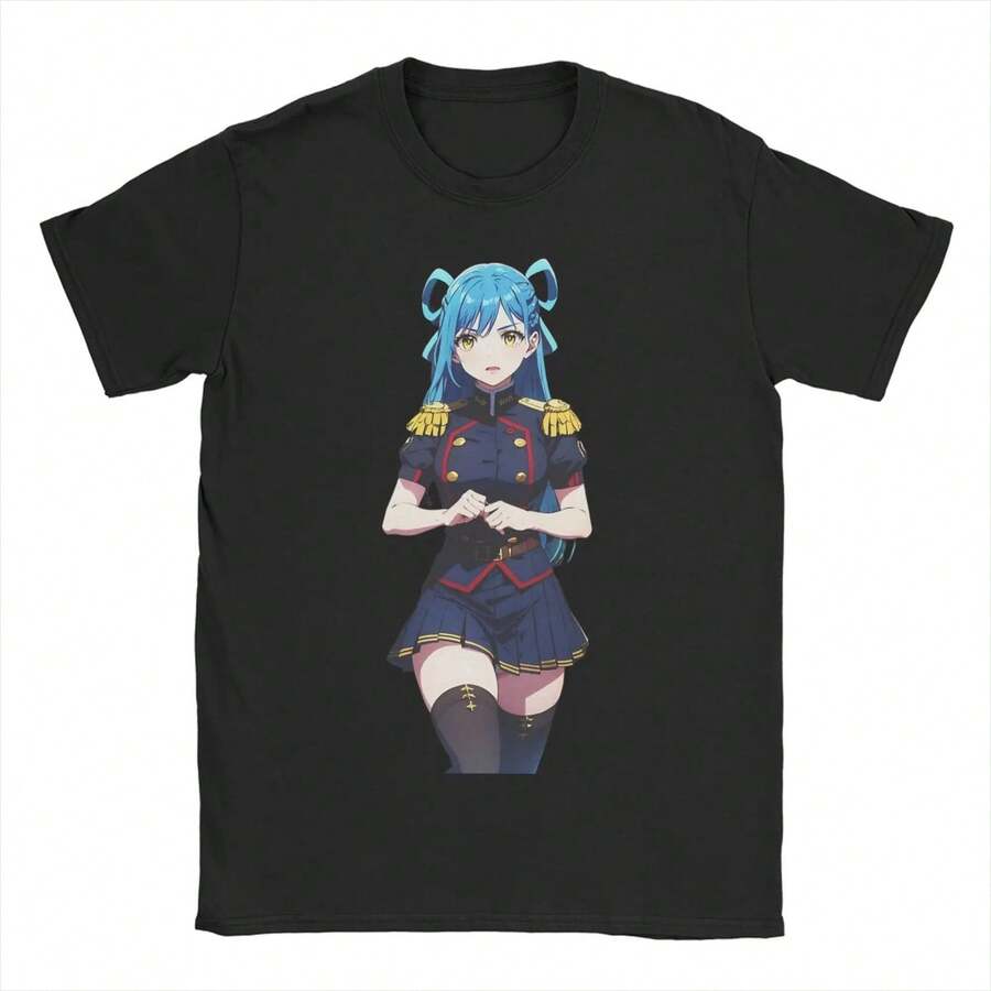 Himari Azuma Chained Soldier Fanart para M1en WoM1en Camiseta Divertida T1EE Camiseta Corta Sve Camiseta Algodón Puro Tallas Grandes Ropa 220G algodón grueso unisex top casual, textura suave y tacto suave, cómodo y agradable para la piel. Estilo clásico simple que nunca pasa de moda, adecuado para ir al trabajo a diario, hacer ejercicio, viajar, vacaciones y todas las ocasiones casuales. - Negro - Ver 1