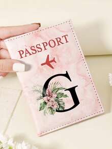 1pc A-Z 26 Letters Fashionable Letter Print Stylish Burgundy Passport Cover, Premium PU Leather Passport Wallet With Multi-Card Pockets For Credit Cards, Boarding Passes, And IDs, Compact And Portable Travel Essentials Organizer For Women, Men - Pink - View 135