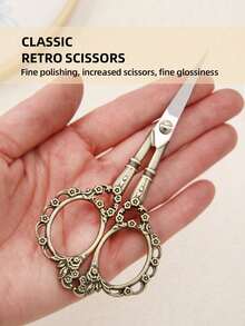 Tijeras de costura de acero inoxidable con pétalo de 4.7 pulgadas, herramienta portátil y afilada de uso múltiple, adecuada para manualidades DIY, costura y recorte de vello facial - Multicolor - Ver 5