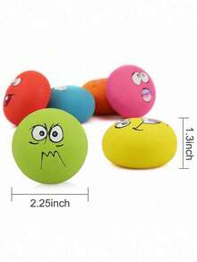 6pcs Cute Big-Eyed Dog Squeaky Toys, Rubber Pet Chew & Dental Cleaning Balls (With Built-In Squeaker), Durable Dog Balls (Suitable For Fetch Games), Long-Lasting, Elastic, Lightweight And Floatable, Suitable For Dogs Of All Sizes To Play, Interact And Train - Multicolor - View 10