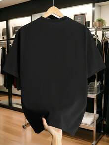 200g Short Sleeve T-Shirt 100% Cotton - Soft Crew Neck, Casual Summer T-Shirt With Breathable Fabric, Short Sleeve Top For Casual Wear, Machine Washable, Versatile For Layering (200gsm) - Bull King Selection - 黑色 - 查看 2