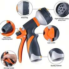 1pc High Pressure Spray Gun With Adjustable Nozzle, Multi-Purpose, Suitable For Gardening, Car Washing And Yard Cleaning, Durable And Lightweight, Orange And Black Non-Slip Handle, Universal Thread Easy To Install, Suitable For Easter Gift Outdoor Cleaning - Orange - View 9