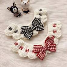 Easter Houndstooth Pet Scarf, Suitable For Cats, Small To Medium Dogs And Rabbits. Available In Multiple Colors And Sizes. Plaid Bow Pet Scarf, All-Season Photo Prop. Soft, Breathable And Washable - Multicolor - View 1
