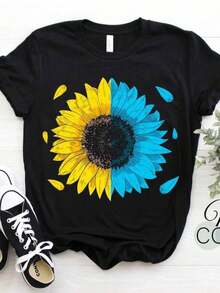 Ukrainian Sunflower Flag Symbol Love Support Ukraine People Country Gift T-Shirt, Ukrainian Roots Present For Friends And Family Outfit huntrix trajes de primavera niña ropa de niña ropa de playa niña ropa niña 4 años trajes de primavera niña - Negro - Ver 2