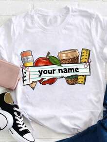 1 Personalized T-Shirt For Educators, Thoughtful Gifts For Teachers, The Perfect Way To Express Gratitude, Personalized Name T-Shirts, Ideal For Back To School Season, Suitable For New Teachers, Comfortable T-Shirts, Stylish Design T-Shirts, 180g 100% Cotton. - 預設值 1 - 查看 1