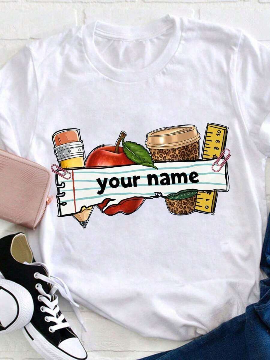 1 Personalized T-Shirt For Educators, Thoughtful Gifts For Teachers, The Perfect Way To Express Gratitude, Personalized Name T-Shirts, Ideal For Back To School Season, Suitable For New Teachers, Comfortable T-Shirts, Stylish Design T-Shirts, 180g 100% Cotton. - 預設值 1 - 查看 1