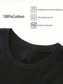New Summer 2026 Pure Cotton T-Shirt, Casual Graphic Tee For Young People, Pure Cotton Short Sleeve T-Shirt For Men And Women, New Japanese Style Design, Cartoon Dog And Fruit Print, Versatile Outfit For Going To Work, Suitable For Spring, Summer And Autumn. - 黑色 - 查看 4