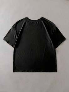 Camiseta Casual Holgada de Manga Corta con Cuello Redondo y Estampado de Letras para Mujer de Tallas Grandes, playeras de mujer algodón,  mujer premium - Negro - Ver 2