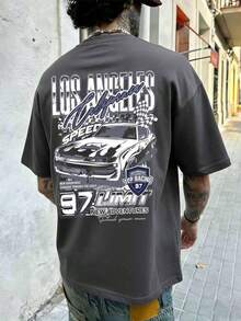 Men's Short Sleeve Crew Neck T-Shirt With English Slogan Graphic Print, Minimalist And  Summer Style By FRACTYR | Basic, Casual Street Style, Gift For Boyfriend/Husband - 深灰色 - 查看 2