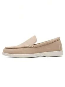 Men's Four Seasons Loafers, Soft Suede Slip On Dress Shoes. Comfortable Lining. Wear-Resistant With Strong Grip. Beige/Black. Comfortable. Lightweight. Suitable For All Seasons. Breathable. Suitable For Outdoor, Sports & Leisure, Hiking, Camping, Streetwear. - 杏色 - 查看 6