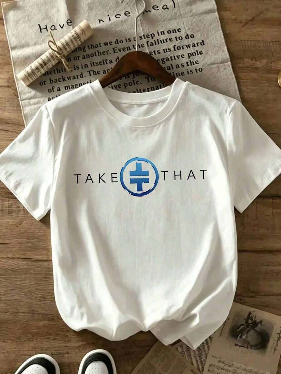 Women's Simple Loose Fit T-Shirt, Modern Style, Take That The Circus 2026 Summer Tour, Crew Neck, Short Sleeve, Comfortable, Soft Pure Cotton, Suitable For All Seasons. A Must-Have For Fans, This Unisex T-Shirt Is Perfect For Everyday Wear, Outings, Commuting, And Parties. Women's Graphic Print T-Shirt, Summer 2026 - 白色 - 查看 1