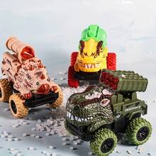 Camión de dinosaurios de juguete extraíble, camión de transporte de coches, juguetes con figuras de dinosaurio para niños pequeños, juegos de dinosaurios t-rex, camión monstruo - Tiranosaurio verde - Ver 5