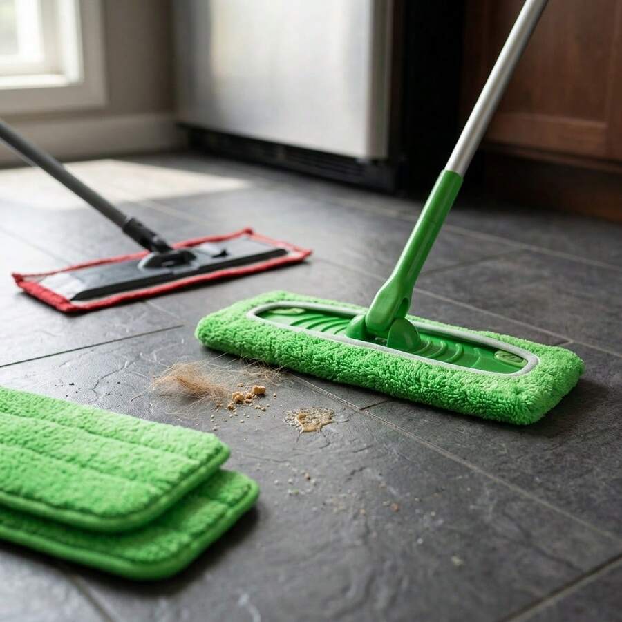 8PCS Thickened Flat Mop Replacement Pads, Wet Dry Dual-Purpose Household Mop Cloth Covers, Absorbent Washable Reusable Floor Cleaning Accessories For Indoor Floors - 綠色-8Pcs - 查看 1