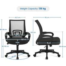 Modern Ergonomic Office Chair Adjustable Swivel Mesh Computer Chair With Back Support Arms Wheels For Home Work Students Study Black - Black - View 3