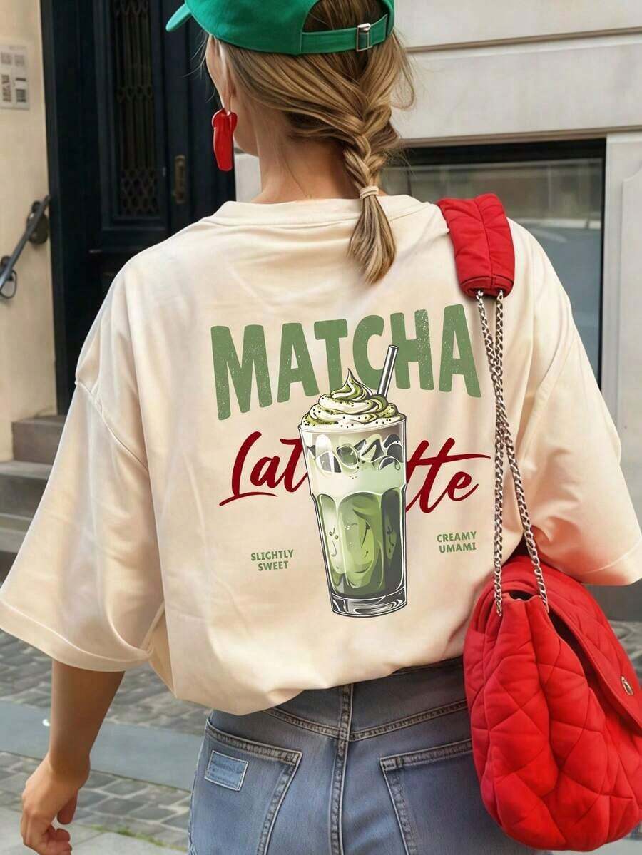 Camiseta de manga corta con cuello redondo y estampado de letras para mujer, versátil y casual, adecuada para vacaciones, oficina, salidas, uso diario, citas, fiestas, reuniones, calle, carnaval, festivales de música, San Valentín y ocasiones de fiesta, color blanco de verano - Albaricoque - Ver 1