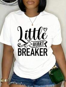 Little Heartbreaker Women's T-Shirt, Fun White T-Shirts With Stylish Design, Soft And Comfortable For Casual Daily Wear In Summer, Spring And Summer Outdoors, Perfect For Exercise, Comfortable Clothing For Everyday Wear - White - View 1