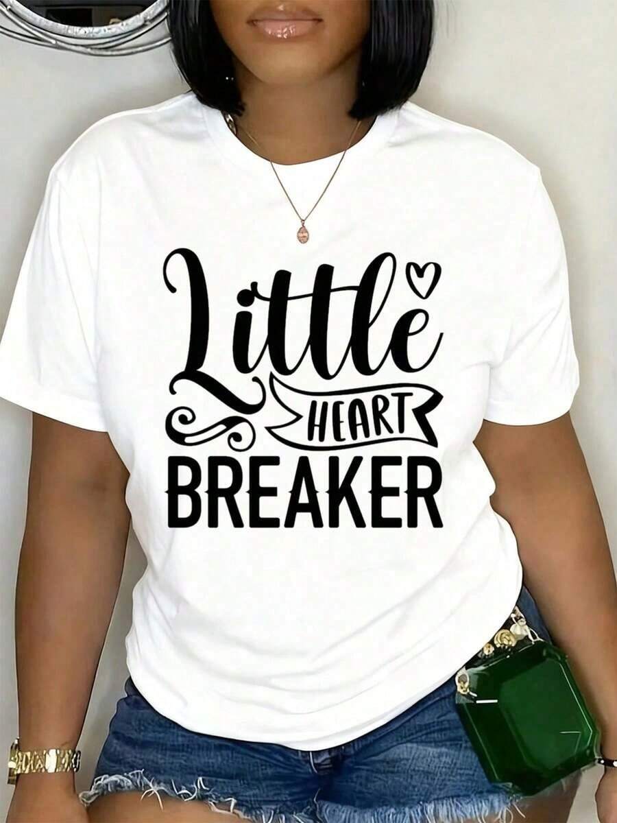 Little Heartbreaker Women's T-Shirt, Fun White T-Shirts With Stylish Design, Soft And Comfortable For Casual Daily Wear In Summer, Spring And Summer Outdoors, Perfect For Exercise, Comfortable Clothing For Everyday Wear - White - View 1
