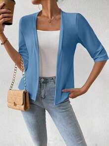 Chaqueta regular para mujer, cárdigan de verano - Azul 2 - Ver 3