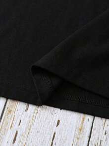 Women's Short-Sleeved T-Shirt, Casual And Simple Style, With Cross Print, Round Neck, Loose Fit, Suitable For Summer, Unisex, Ideal For Casual Daily Outings, Short-Sleeved Summer Top, Retro T-Shirt With Y2K Print. - 黑色 - 查看 5