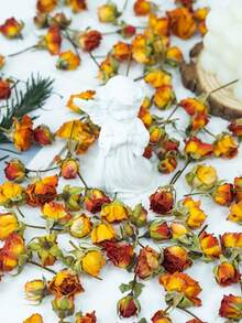 20pcs Artificial Red Rose Flowers, Mini Fake Rose Buds, Resin Handmade Miniature Artificial Flowers, Craft Decor Fake Flowers, Wedding Home Decor, Wedding Floral Decoration - Orange - View 8
