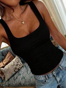 Women's Y2K Sexy Solid Color Cami Top, Versatile For Commuting In Summer Casual Black - Black - View 12