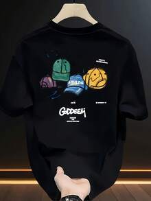 Nueva camiseta de manga corta para mujer de 180 g,% algodón - Camiseta casual versátil con estampado de verano para hombre - Camiseta con estampado de verano para parejas - Unisex - Regalo para vacaciones - Negro - Ver 11