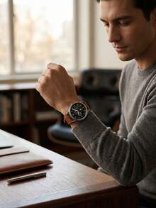 1件 20mm/22mm 男士休閒棕色PU皮革錶帶，相容於 Galaxy Watch 7/6/5/4 (40mm/44mm)、Galaxy Watch 3 (41mm/45mm)，經典復古風時尚替換錶帶，適用於 Watch GT5 4 3 2 Pro，商務日常佩戴，耐用腕帶替換 - 棕色 - 查看 6