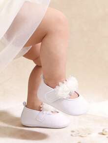Giày búp bê Mary Jane cho bé gái sơ sinh, có nơ, đế mềm chống trơn trượt, giày tập đi cho bé sơ sinh và trẻ nhỏ, giày công chúa. - trắng - Xem 10