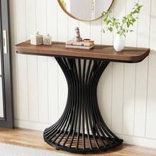Console Table, Industrial Entryway Table With Geometric Metal Base, 39-Inch Small Sofa Accent Table For Entrance, Living Room, Hallway, Rustic Brown (Rustic Brown) - Rustic Brown - View 9