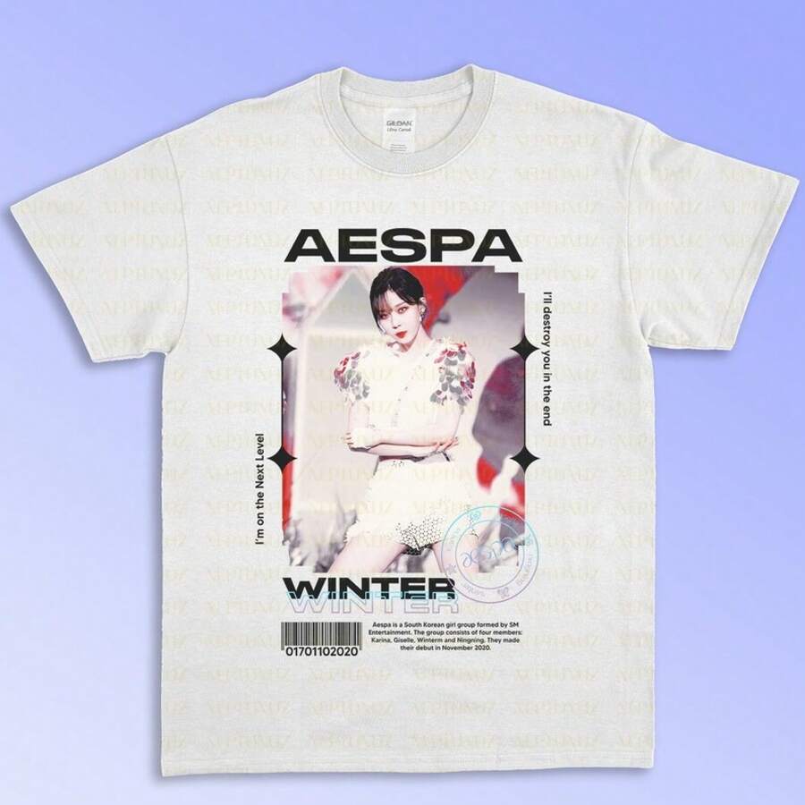 Camiseta Gráfica de Invierno de Aespa, Estilo Vintage Unisex - Blanco - Ver 1