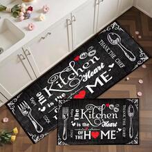 1pc Wood Grain Heart Pattern Printed Faux Wool TPR Bottom Doormat, Bathroom Mat, Kitchen Mat, Laundry Room Mat, Holiday Decor, Home Decor, Party Decor, Wedding Decor, Dining Decor - Multicolor - View 9