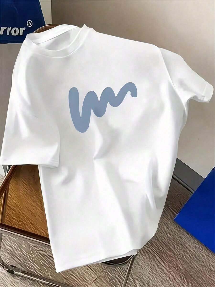 Nuevas llegadas para el verano. Camiseta sencilla de manga corta con cuello redondo y estampado de letras, camisetas gráficas de uso diario casual para mujer, tops para conjuntos de primavera. Blusa, camisa > Hermosa. - Blanco - Ver 1