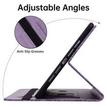GLANDOTU Compatible With Apple Galaxy Tablet Case Purple Embossed Floral PU Leather Tablet Case With Card And Pen Slots Flip-Cover Stand Case - Purple - View 5
