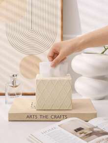 Rectangular Vertical Striped Tissue Box - Double-Sided Design, Minimalist & Fashionable, Made Of Durable Material Desk Tissue Box, Waterproof & Stain-Resistant, Large Capacity, Multiple Colors Available, Suitable For Everyday Home Use - Multicolor - View 7