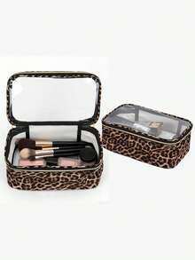 3pcs/Set Leopard Print Cosmetic Bag, Makeup Bag, Travel Organizer Bag, Toiletry Bag, Large Capacity Makeup Pouch, Suitable For Women, Travel Essentials - Leopard - View 11