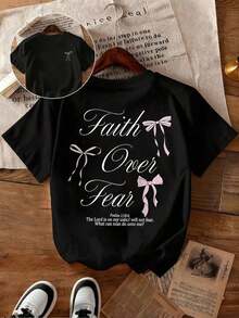 Plus Size Women's Casual Summer Crop Top, Cute Printed T-Shirt, Vacation And Beach Wear In Black - 黑色 - 查看 4