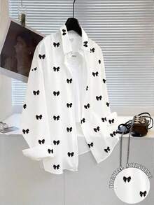 Camiseta holgada de manga larga de unicolor con un solo pecho para mujer - Blanco 2 - Ver 7