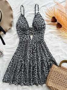 Vestido corto con estampado de limones coloridos para mujeres en vacaciones de primavera, outfit de San Valentín, atuendos de verano, vestido de cumpleaños - Multicolor - Ver 4