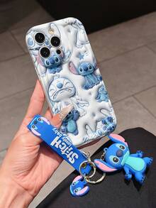 Disney Lilo And Stitch Phone Case : 3D Fluffy Pattern Border Protector Phone Soft Phone Case With A Free Cute Stitch Bracelet Chain Lanyard, Stitch, Lilo, Angel, For Apple 17 Promax 17 Pro 16 15 14 13 12 11 Pro Max XS Max X XR Soft Cover Summer Phone Case - trắng - Xem 3