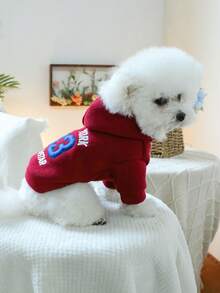 1pc Pet Clothes, Dog/Cat Apparel, Comfortable Hoodie Series For Small Dogs, Suitable For Spring And Autumn - Burgundy - View 3
